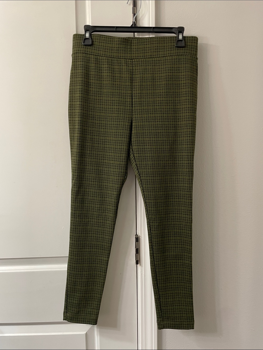 LOFT Olive Green Houndstooth Skinny Pants Medium Petite